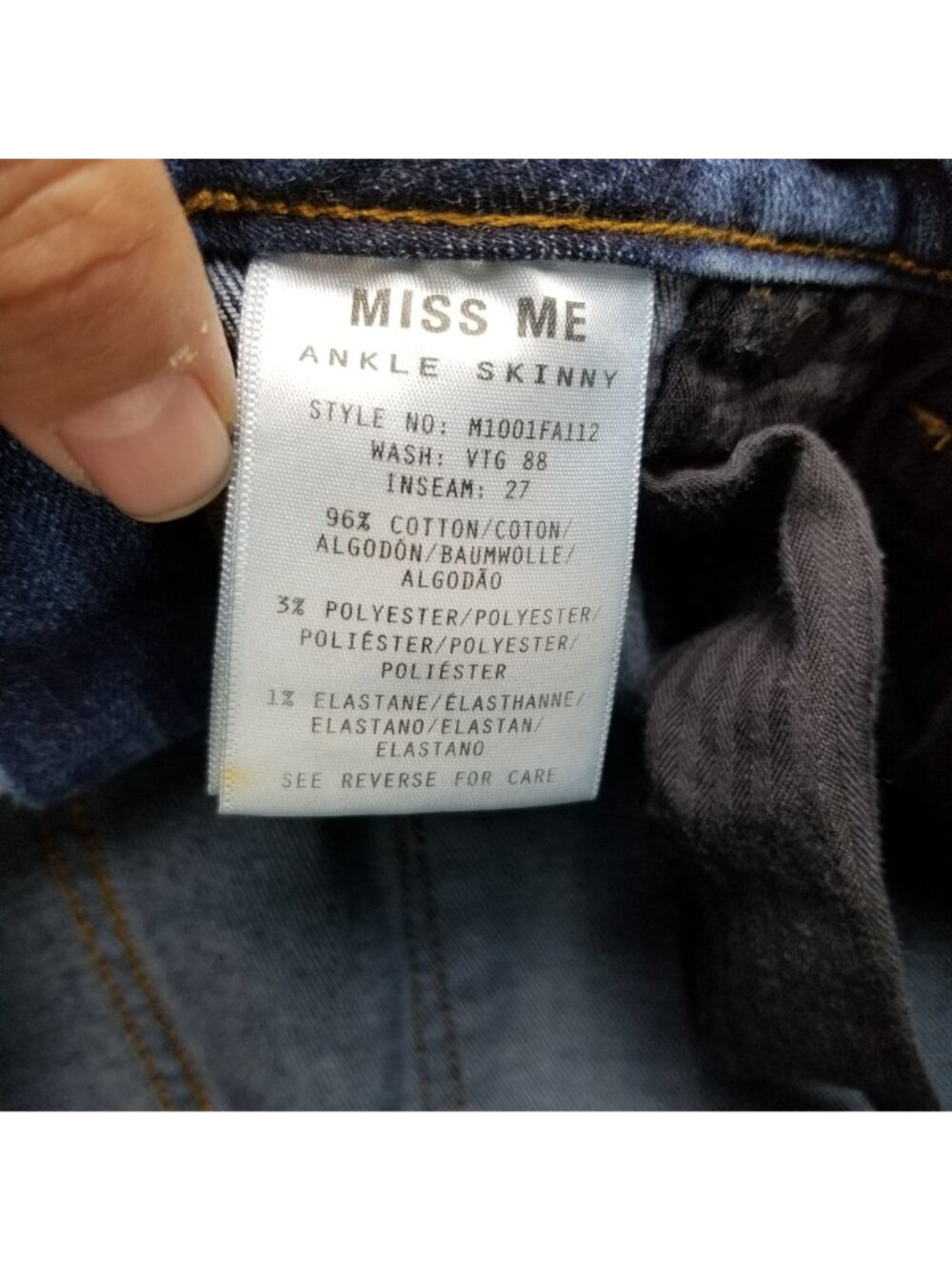 Miss Me Jeans Womens 27 Blue Ankle Skinny Stretch Denim *Read* - Picture 12 of 14